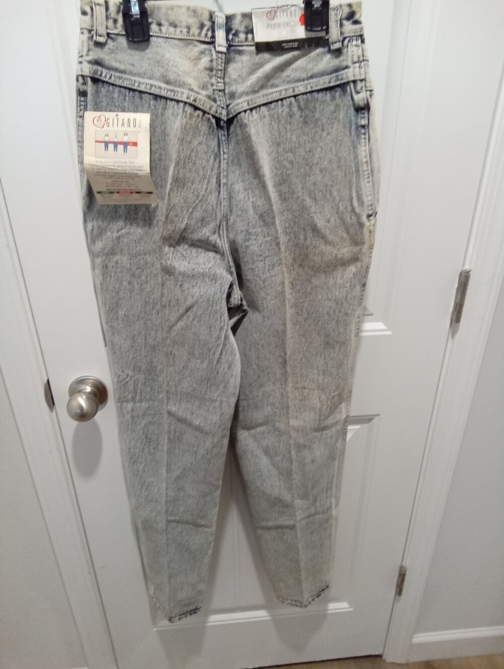Vintage NWT 80's Gitano Sz 12 Long 29.5x32 Pleated Acid WashMom Jeans Deadstock - Picture 3 of 16